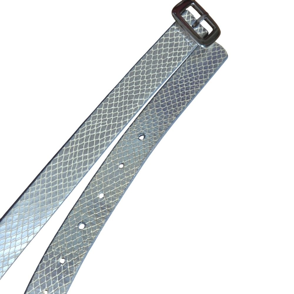 Banana Republic Womens Silver Snakeskin Embossed Italian Leather Belt S USA